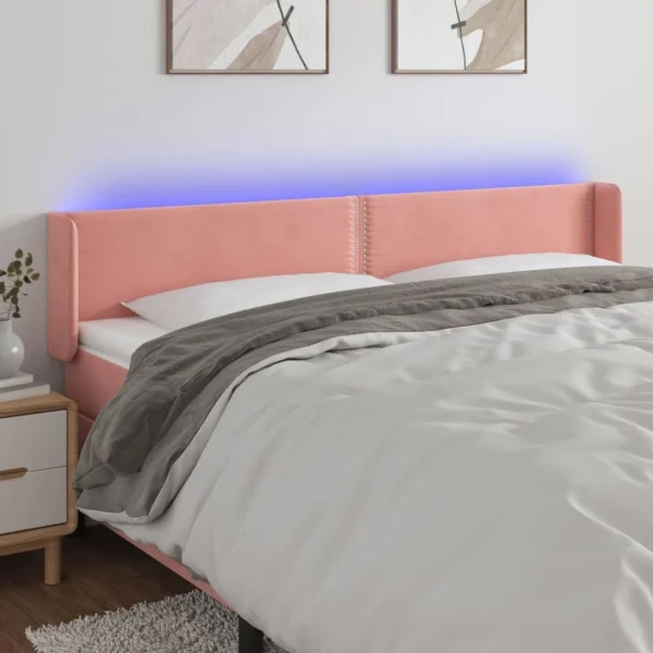 site pas cher VidaXL Tête De Lit à LED Rose 203x16x78/88 Cm Velours 1