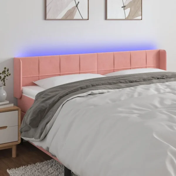 VidaXL Tête De Lit à LED Rose 203x16x78/88 Cm Velours Dernières Nouveautés 1