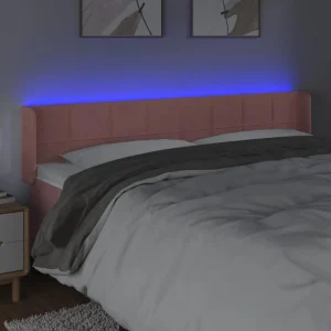 VidaXL Tête De Lit à LED Rose 203x16x78/88 Cm Velours Dernières Nouveautés 11