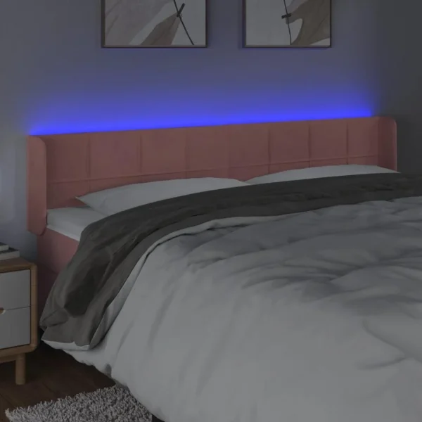 VidaXL Tête De Lit à LED Rose 203x16x78/88 Cm Velours Dernières Nouveautés 4