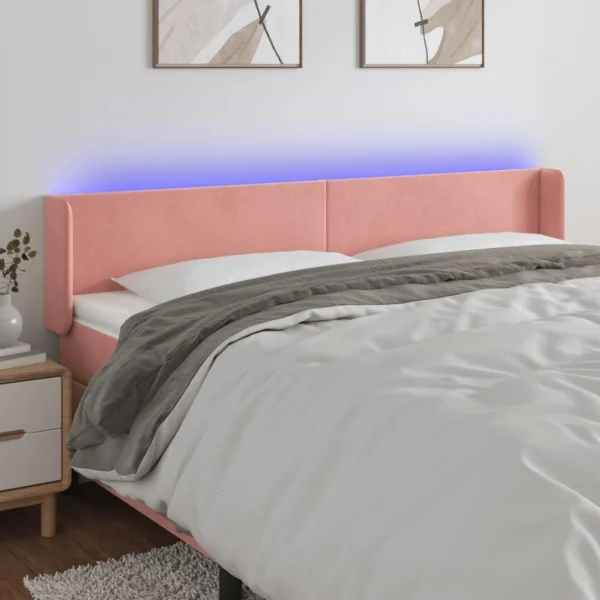 achat pas cher VidaXL Tête De Lit à LED Rose 203x16x78/88 Cm Velours 1