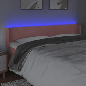 achat pas cher VidaXL Tête De Lit à LED Rose 203x16x78/88 Cm Velours 11