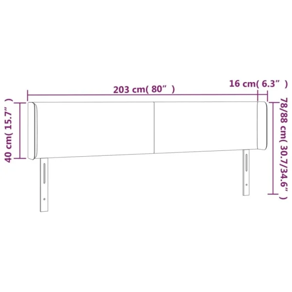 achat pas cher VidaXL Tête De Lit à LED Rose 203x16x78/88 Cm Velours 6