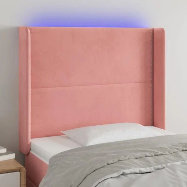 france VidaXL Tête De Lit à LED Rose 83x16x118/128 Cm Velours 1