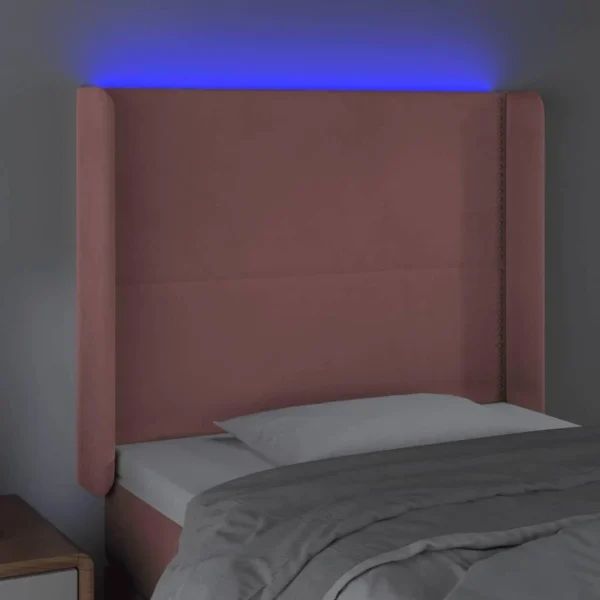 france VidaXL Tête De Lit à LED Rose 83x16x118/128 Cm Velours 4