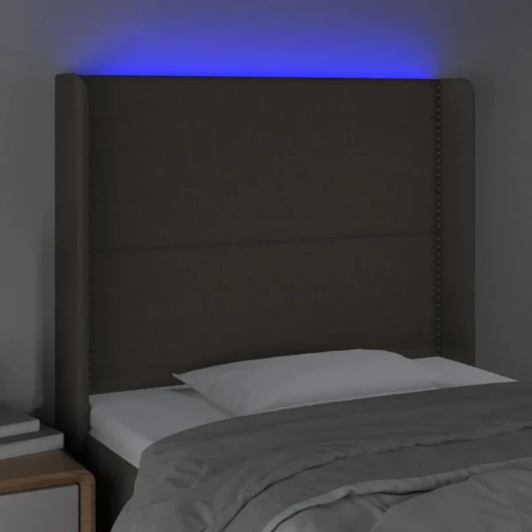 marque pas cher en ligne VidaXL Tête De Lit à LED Taupe 103x16x118/128 Cm Tissu 4