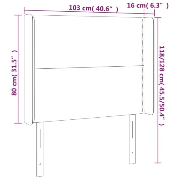 marque pas cher en ligne VidaXL Tête De Lit à LED Taupe 103x16x118/128 Cm Tissu 6