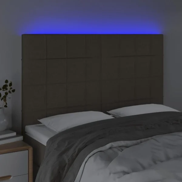 site pas cher VidaXL Tête De Lit à LED Taupe 144x5x118/128 Cm Tissu 3