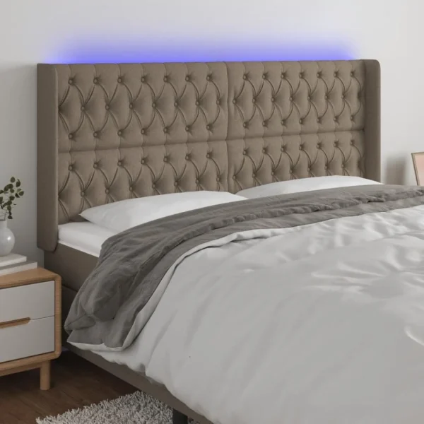 VidaXL Tête De Lit à LED Taupe 203x16x118/128 Cm Tissu Officielle 1