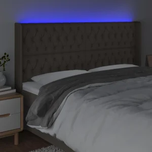 VidaXL Tête De Lit à LED Taupe 203x16x118/128 Cm Tissu Officielle 11