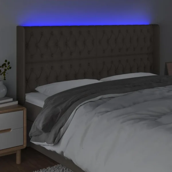VidaXL Tête De Lit à LED Taupe 203x16x118/128 Cm Tissu Officielle 4