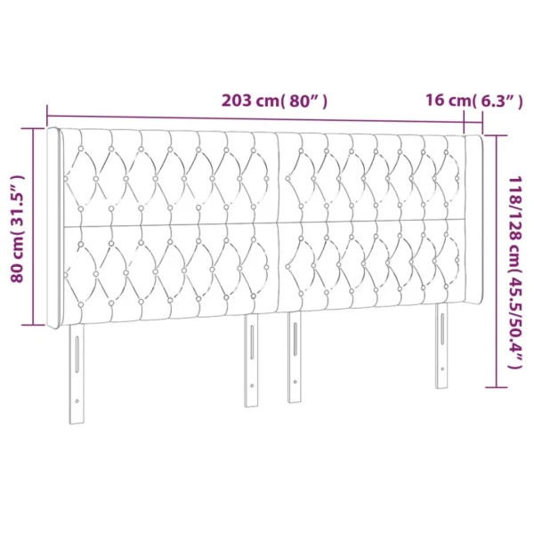 VidaXL Tête De Lit à LED Taupe 203x16x118/128 Cm Tissu Officielle 6