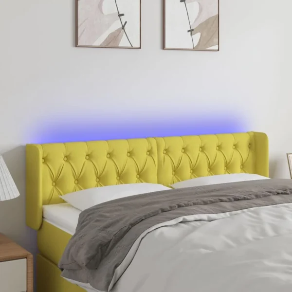 styles dernier cri VidaXL Tête De Lit à LED Vert 147x16x78/88 Cm Tissu 1