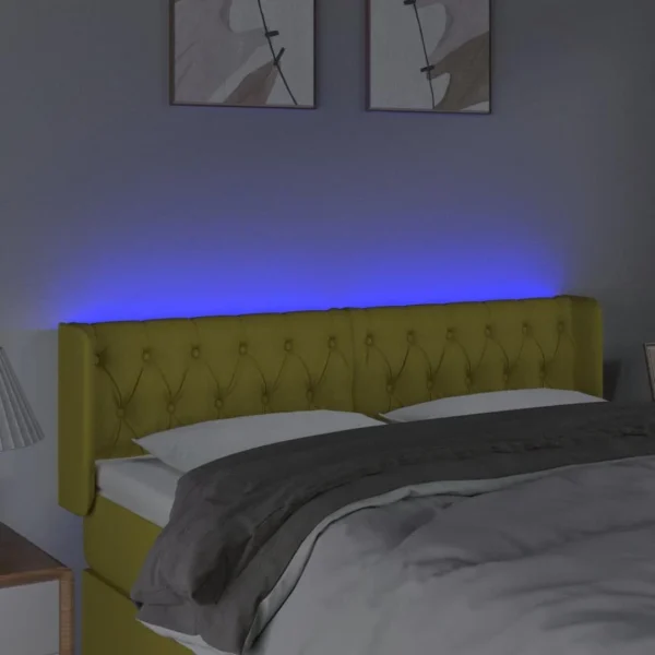 styles dernier cri VidaXL Tête De Lit à LED Vert 147x16x78/88 Cm Tissu 4