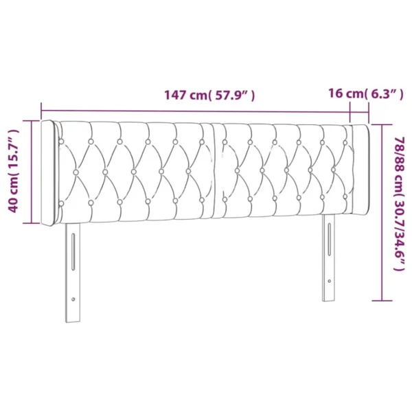 styles dernier cri VidaXL Tête De Lit à LED Vert 147x16x78/88 Cm Tissu 6