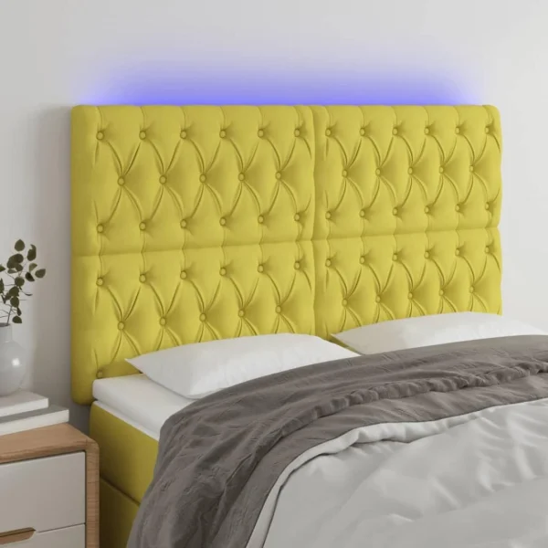VidaXL Tête De Lit à LED Vert 160x7x118/128 Cm Tissu achat pas cher 1