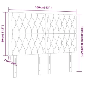 VidaXL Tête De Lit à LED Vert 160x7x118/128 Cm Tissu achat pas cher 15