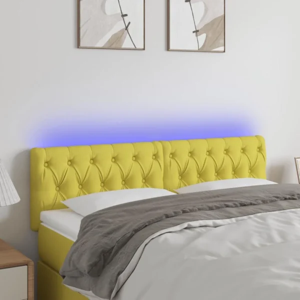 outlet VidaXL Tête De Lit à LED Vert 160x7x78/88 Cm Tissu 1