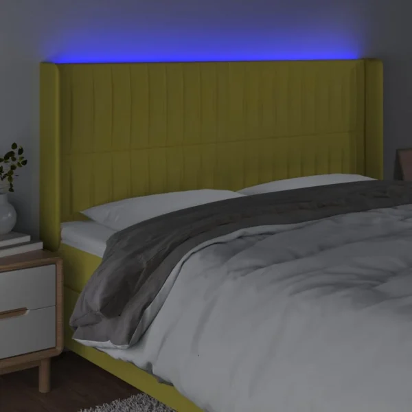 en ligne VidaXL Tête De Lit à LED Vert 163x16x118/128 Cm Tissu 4