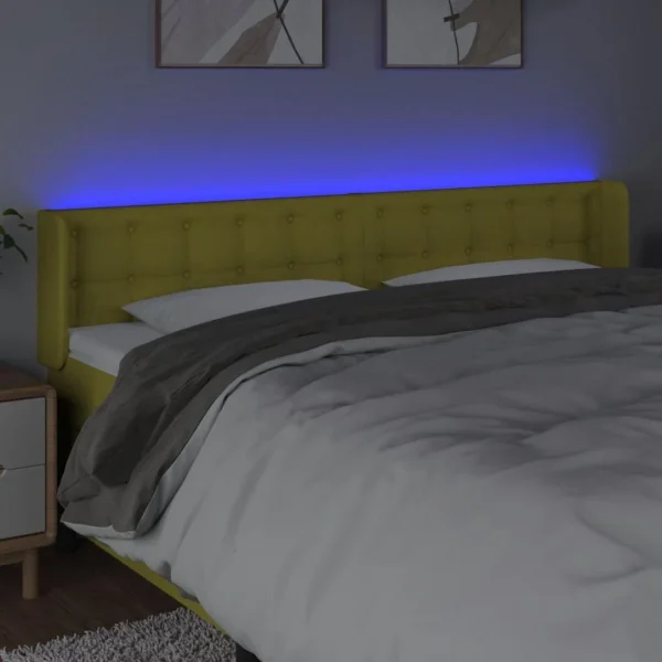 Boutique VidaXL Tête De Lit à LED Vert 163x16x78/88 Cm Tissu 4