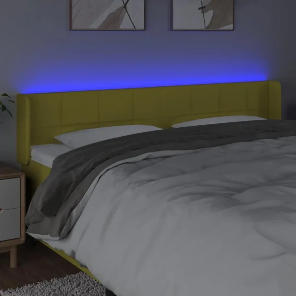 vente en ligne pas cher VidaXL Tête De Lit à LED Vert 163x16x78/88 Cm Tissu 4