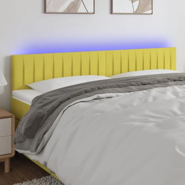 VidaXL Tête De Lit à LED Vert 200x5x78/88 Cm Tissu à prix réduits 1