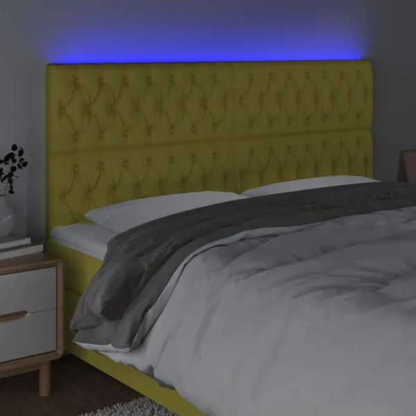 boutique en ligne france VidaXL Tête De Lit à LED Vert 200x7x118/128 Cm Tissu 3