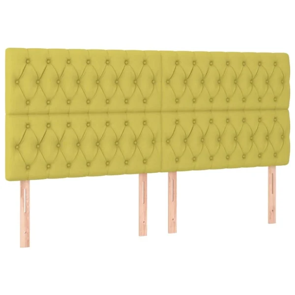 boutique en ligne france VidaXL Tête De Lit à LED Vert 200x7x118/128 Cm Tissu 4