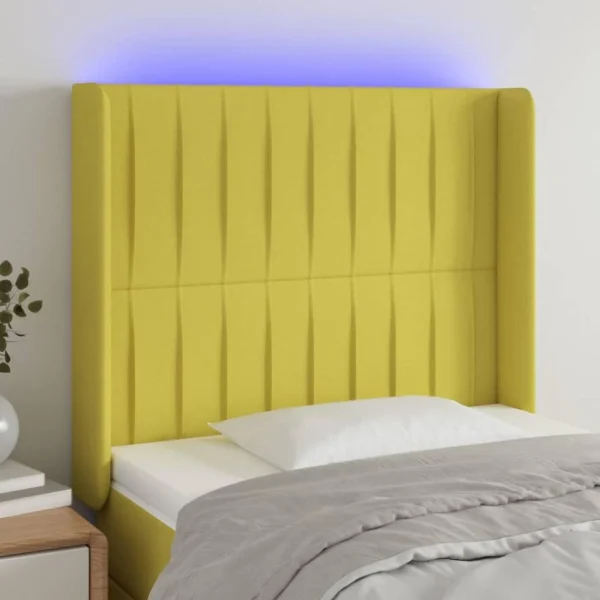 acheter en ligne VidaXL Tête De Lit à LED Vert 83x16x118/128 Cm Tissu 1