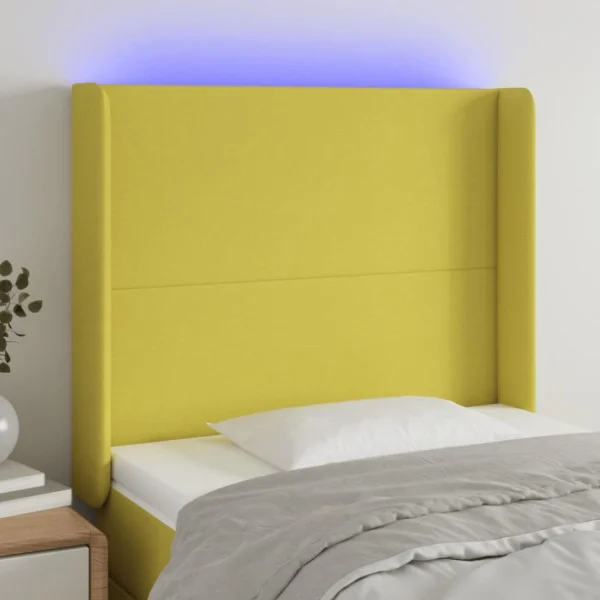 vente pas cher en ligne VidaXL Tête De Lit à LED Vert 93x16x118/128 Cm Tissu 1