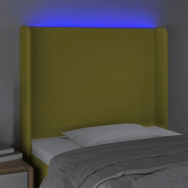 vente pas cher en ligne VidaXL Tête De Lit à LED Vert 93x16x118/128 Cm Tissu 3