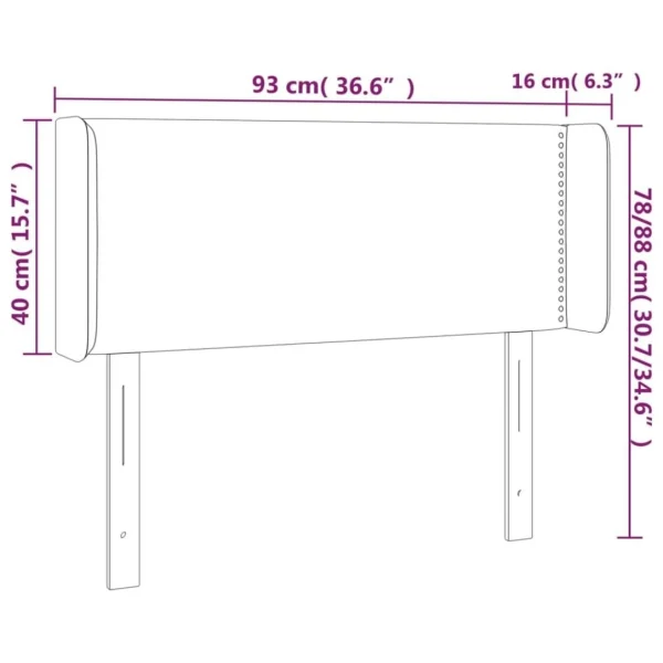de garantie authentique VidaXL Tête De Lit à LED Vert 93x16x78/88 Cm Tissu 6