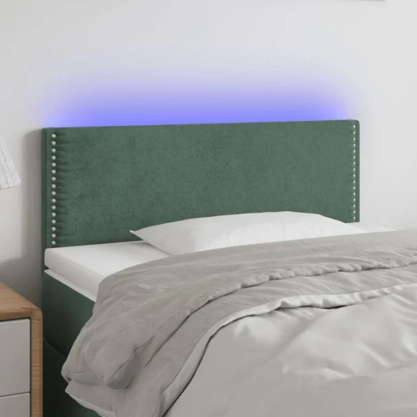outlet soldes VidaXL Tête De Lit à LED Vert Foncé 100x5x78/88 Cm Velours 1