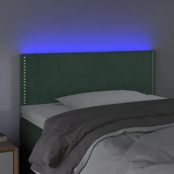 outlet soldes VidaXL Tête De Lit à LED Vert Foncé 100x5x78/88 Cm Velours 3