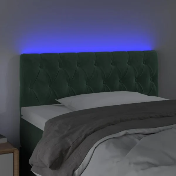 magasins pas chers VidaXL Tête De Lit à LED Vert Foncé 100x7x78/88 Cm Velours 3