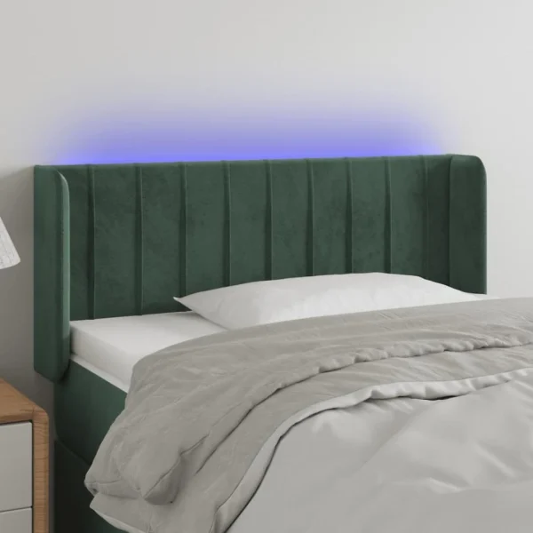 grande surprise VidaXL Tête De Lit à LED Vert Foncé 103x16x78/88 Cm Velours 1