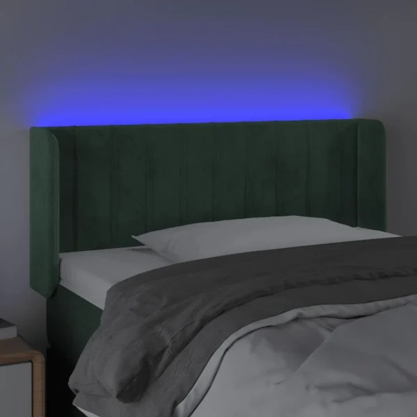 grande surprise VidaXL Tête De Lit à LED Vert Foncé 103x16x78/88 Cm Velours 4