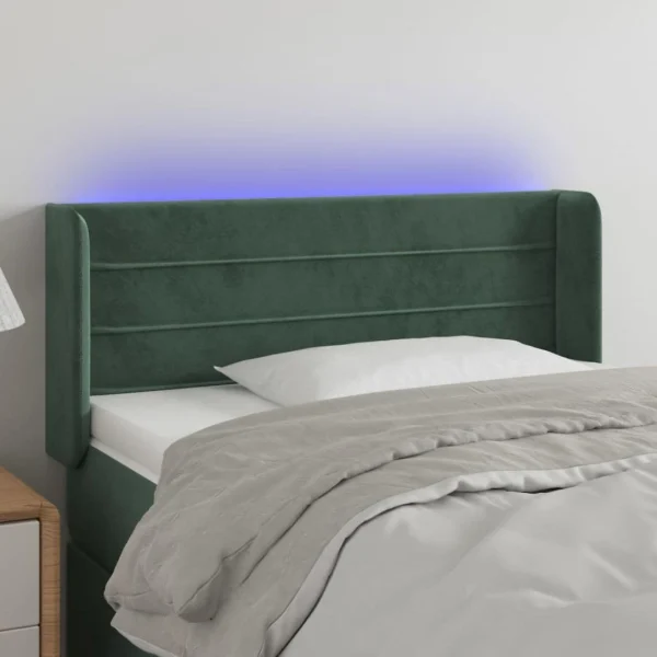 VidaXL Tête De Lit à LED Vert Foncé 103x16x78/88 Cm Velours Boutique 1