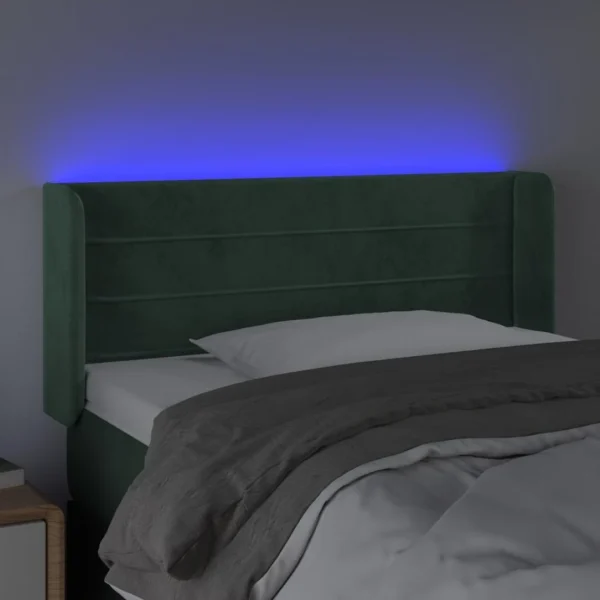 VidaXL Tête De Lit à LED Vert Foncé 103x16x78/88 Cm Velours Boutique 4