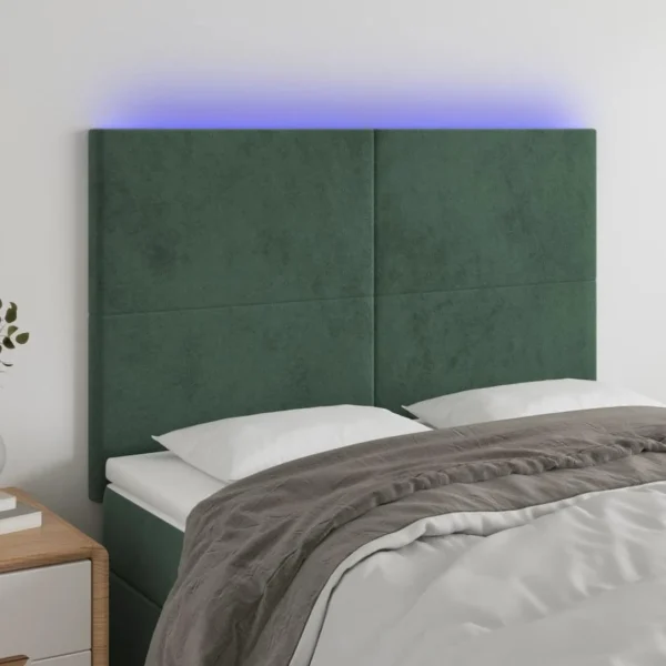 pas cher marque VidaXL Tête De Lit à LED Vert Foncé 144x5x118/128 Cm Velours 1