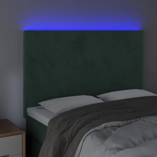 pas cher marque VidaXL Tête De Lit à LED Vert Foncé 144x5x118/128 Cm Velours 3