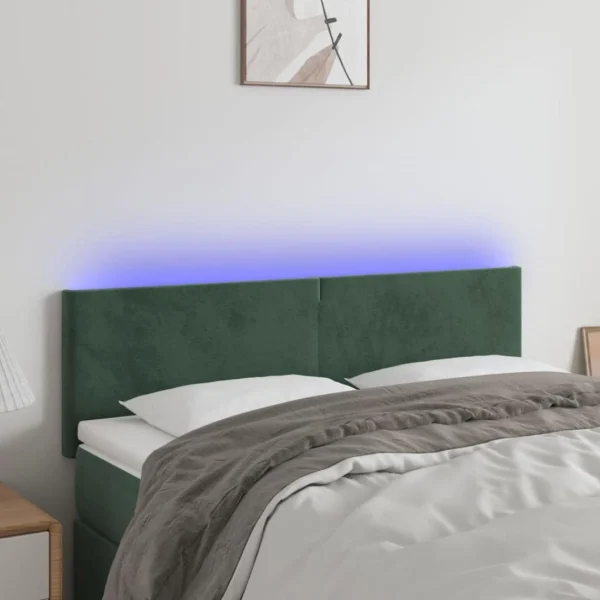 VidaXL Tête De Lit à LED Vert Foncé 144x5x78/88 Cm Velours magasin paris 1