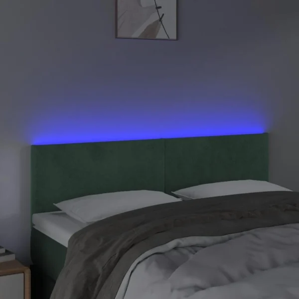 VidaXL Tête De Lit à LED Vert Foncé 144x5x78/88 Cm Velours magasin paris 3