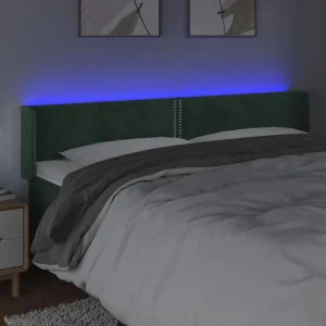 VidaXL Tête De Lit à LED Vert Foncé 203x16x78/88 Cm Velours a Prix Discount 11