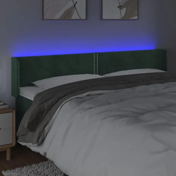 VidaXL Tête De Lit à LED Vert Foncé 203x16x78/88 Cm Velours a Prix Discount 4