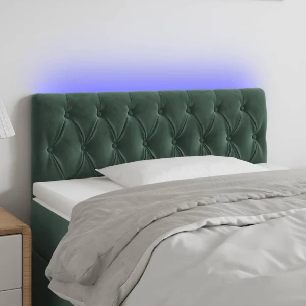 mode VidaXL Tête De Lit à LED Vert Foncé 90x7x78/88 Cm Velours 1