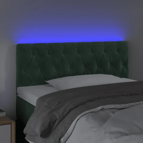 mode VidaXL Tête De Lit à LED Vert Foncé 90x7x78/88 Cm Velours 3