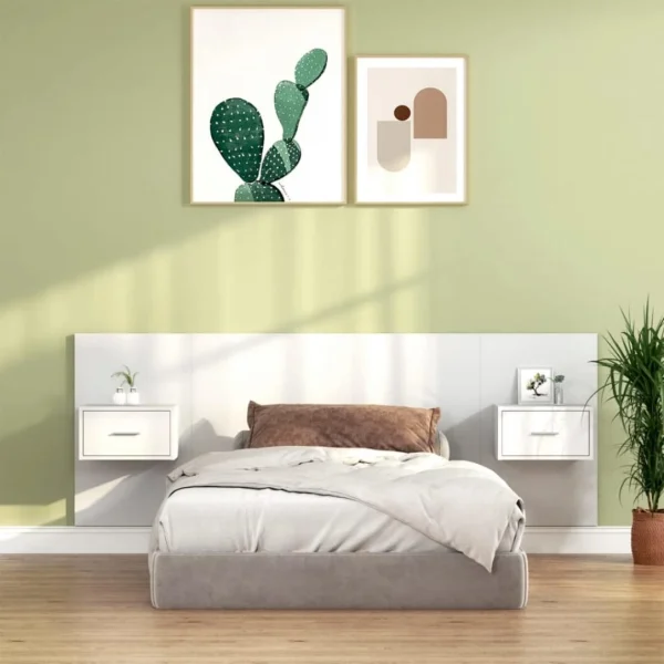 VidaXL Tête De Lit Avec Armoires Blanc Bois D’ingénierie Authentic Original licence 1