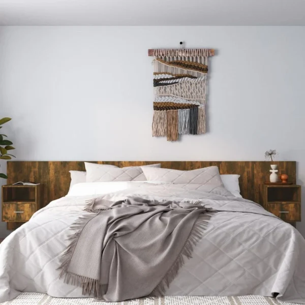VidaXL Tête De Lit Avec Armoires Chêne Fumé Bois D’ingénierie design à la mode 1