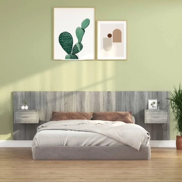 en ligne officielle VidaXL Tête De Lit Avec Armoires Gris Sonoma Bois D’ingénierie 1